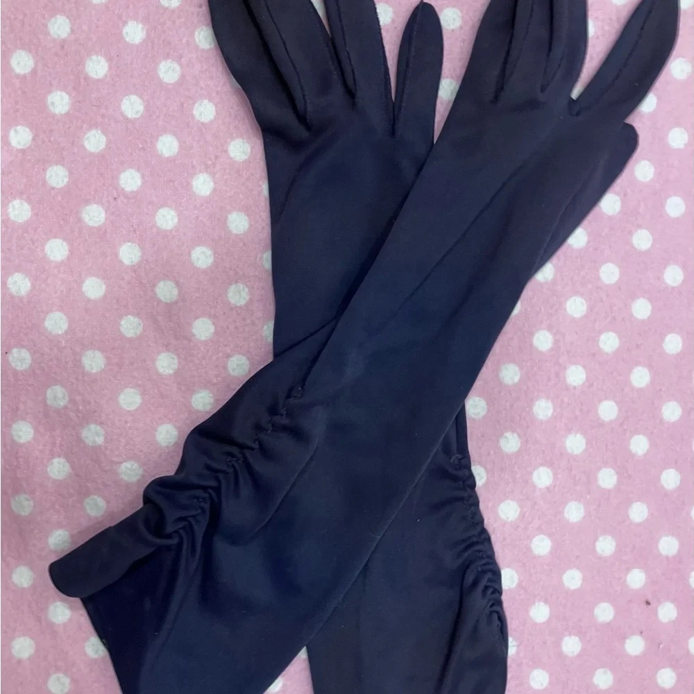 Vintage Ruched Gloves navy blue